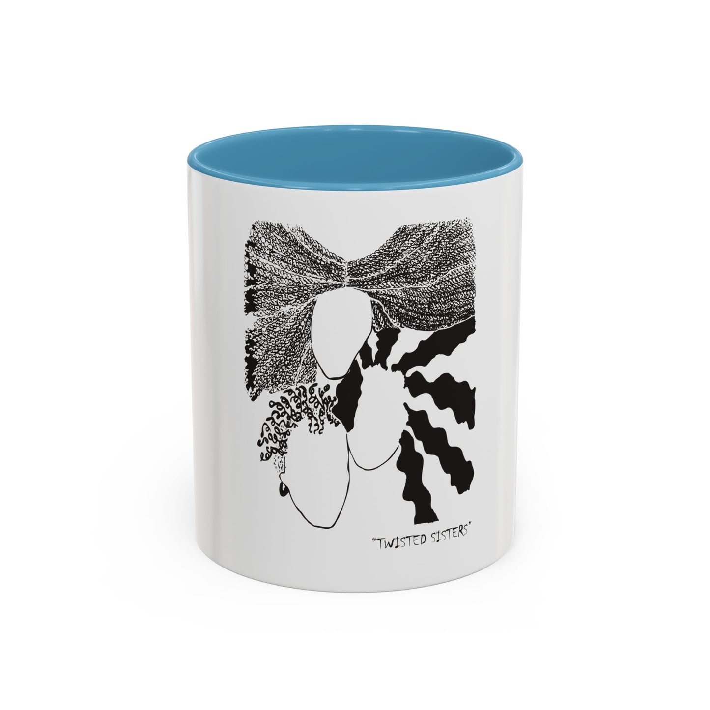 “Twisted Sisters” Mug   Natural and Free . Two Tone Design Accent Coffee Mug  11oz 15oz