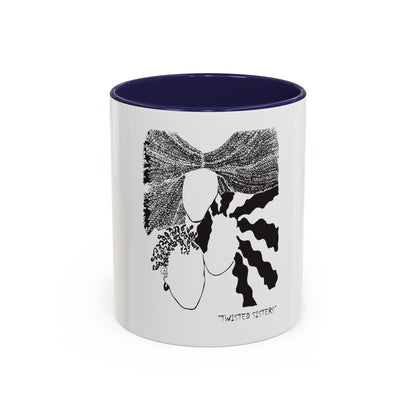 “Twisted Sisters” Mug   Natural and Free . Two Tone Design Accent Coffee Mug  11oz 15oz