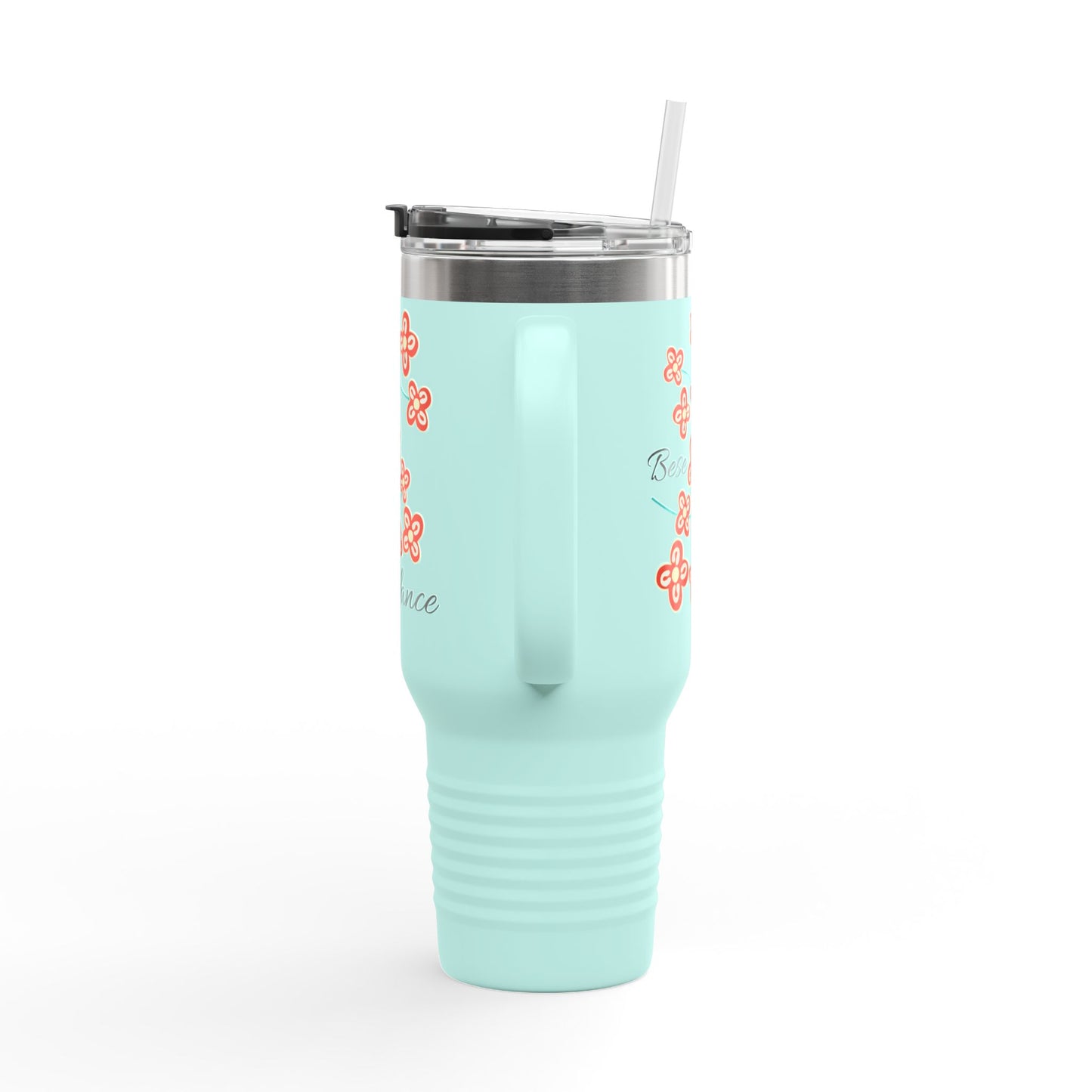 Festive  Adinkra  Bese Saka  Travel Mug  40oz Teal or White