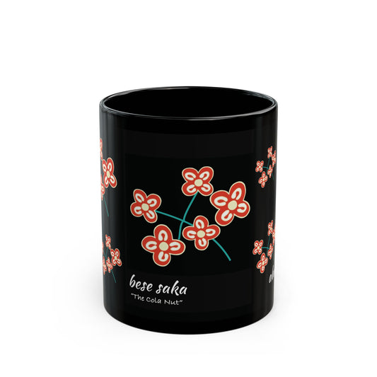 Festive Adinkra Mug  with Cola Nut Bouquet   Black 11oz 15oz