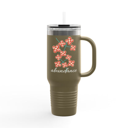 Festive Adinkra Bese Saka Travel Mug 40oz insulated Black or Olive