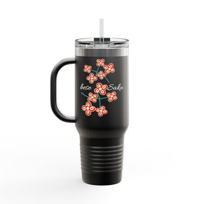 Festive Adinkra Bese Saka Travel Mug 40oz insulated Black or Olive