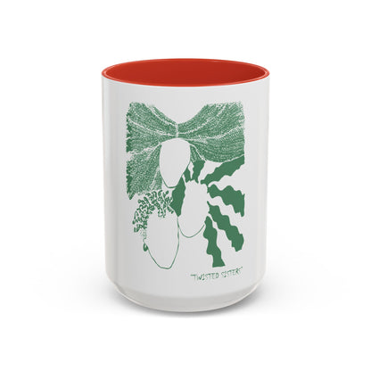 Twisted Sisters Mug  in Green. Natural and Free Two Tone Design