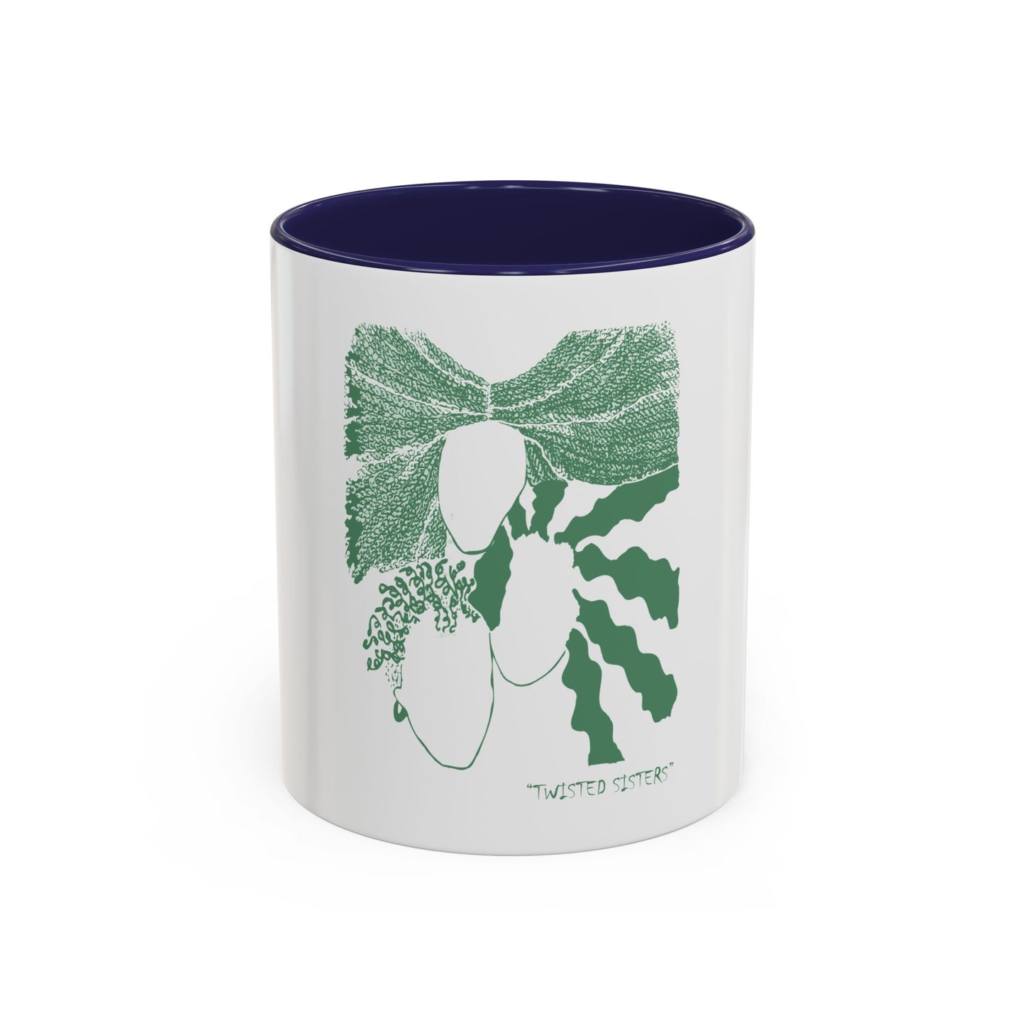 Twisted Sisters Mug  in Green. Natural and Free Two Tone Design