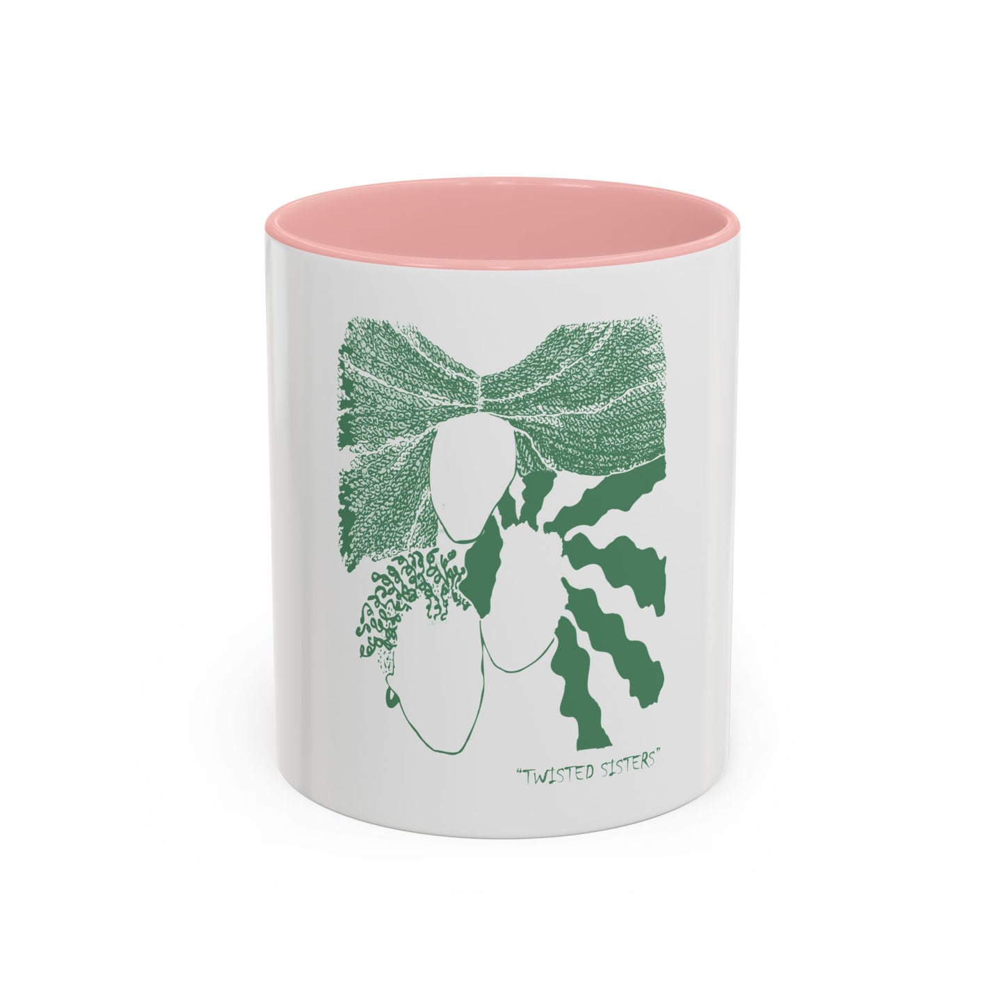 Twisted Sisters Mug  in Green. Natural and Free Two Tone Design