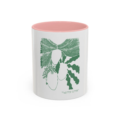 Twisted Sisters Mug  in Green. Natural and Free Two Tone Design