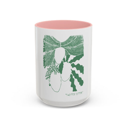 Twisted Sisters Mug  in Green. Natural and Free Two Tone Design