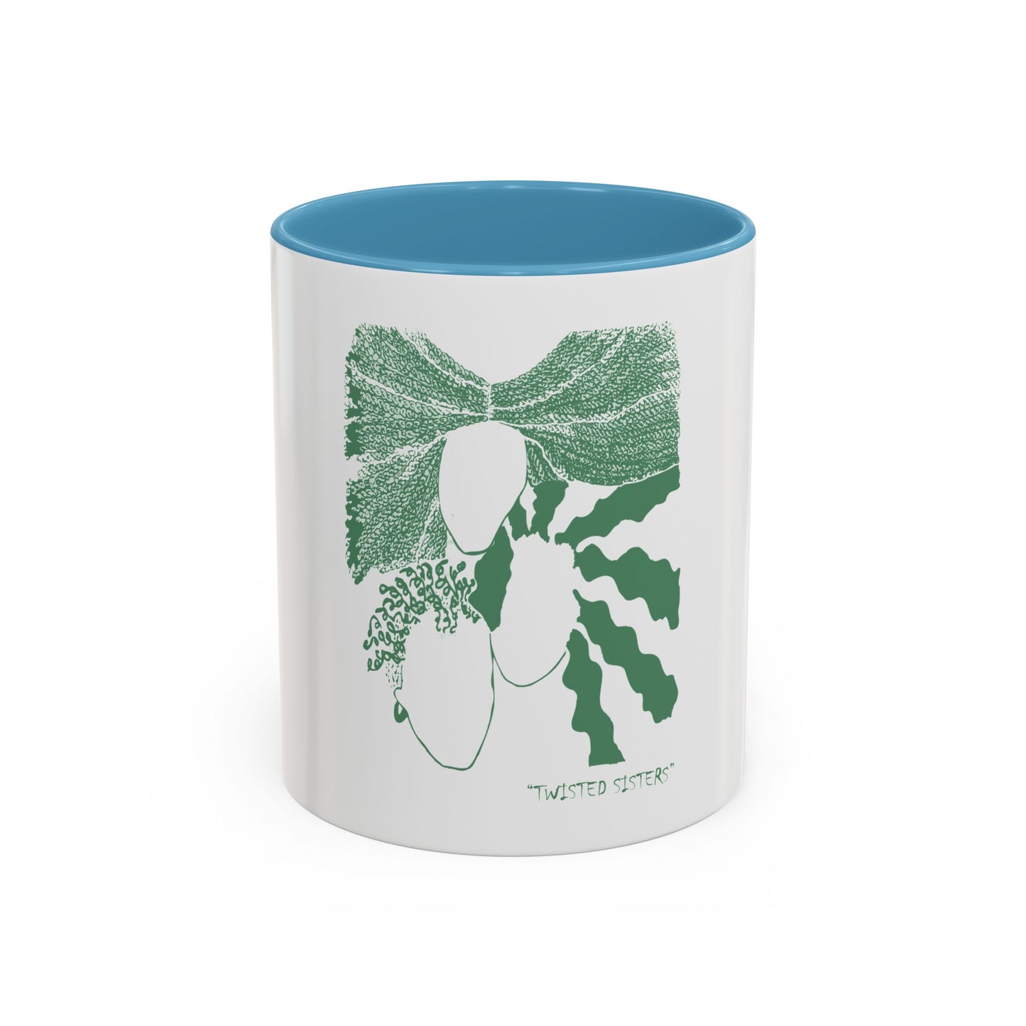 Twisted Sisters Mug  in Green. Natural and Free Two Tone Design