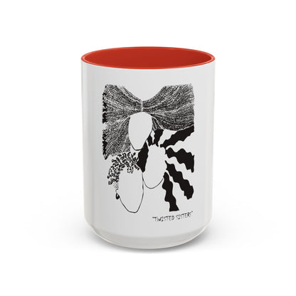 “Twisted Sisters” Mug   Natural and Free . Two Tone Design Accent Coffee Mug  11oz 15oz