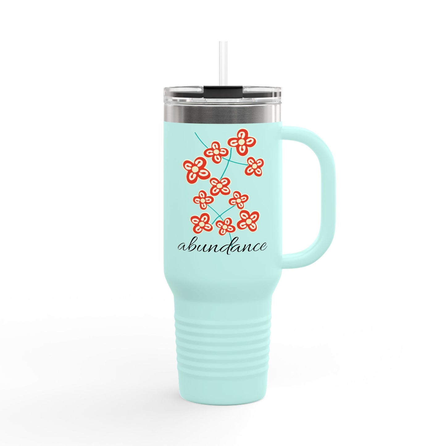 Festive  Adinkra  Bese Saka  Travel Mug  40oz Teal or White