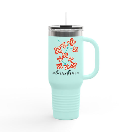 Festive  Adinkra  Bese Saka  Travel Mug  40oz Teal or White