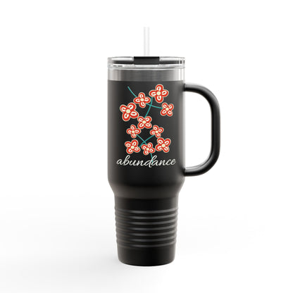 Festive Adinkra Bese Saka Travel Mug 40oz insulated Black or Olive