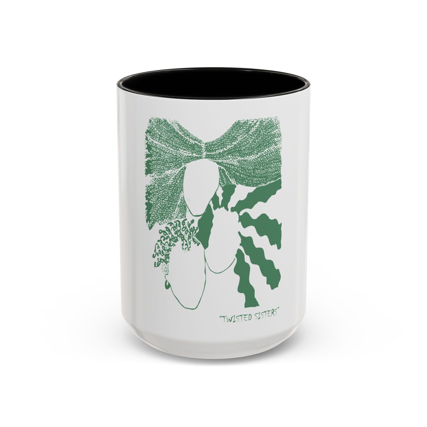 Twisted Sisters Mug  in Green. Natural and Free Two Tone Design