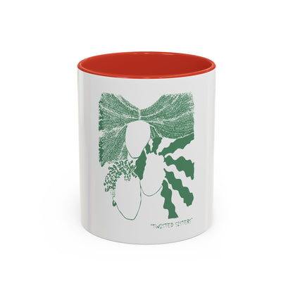 Twisted Sisters Mug  in Green. Natural and Free Two Tone Design