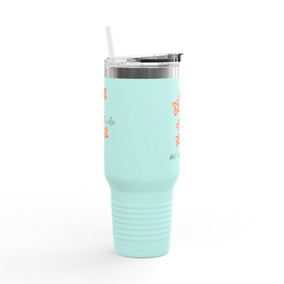 Festive  Adinkra  Bese Saka  Travel Mug  40oz Teal or White