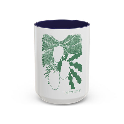 Twisted Sisters Mug  in Green. Natural and Free Two Tone Design