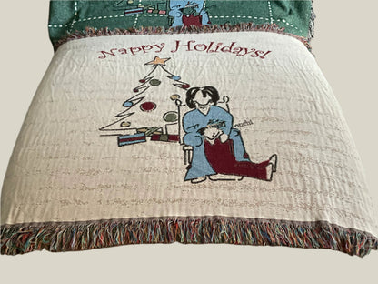 Nappy Holidays Woven Blanket - Knotty or Nice Christmas Nostalgia Scene