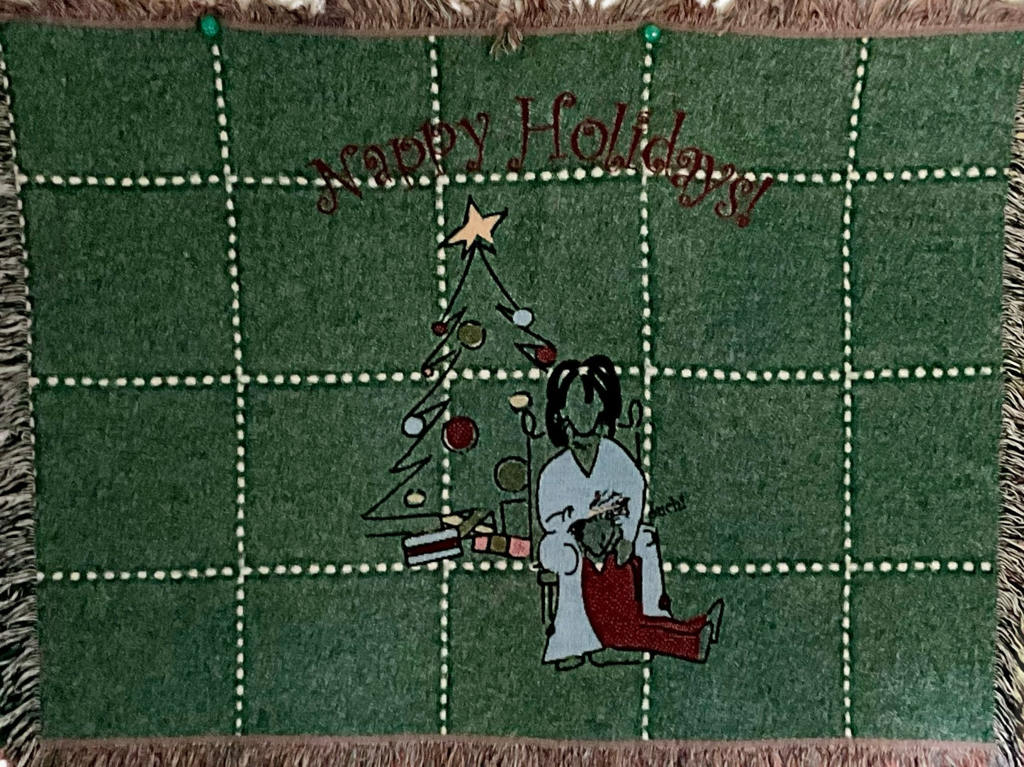 Nappy Holidays Woven Throw Blanket - Knotty or Nice Christmas Nostalgia Scene