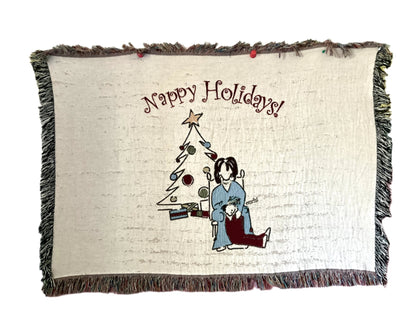 Nappy Holidays Woven Blanket - Knotty or Nice Christmas Nostalgia Scene