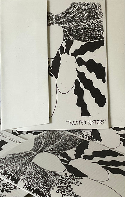 6 “Twisted Sisters “ Blank Notecards - black and green