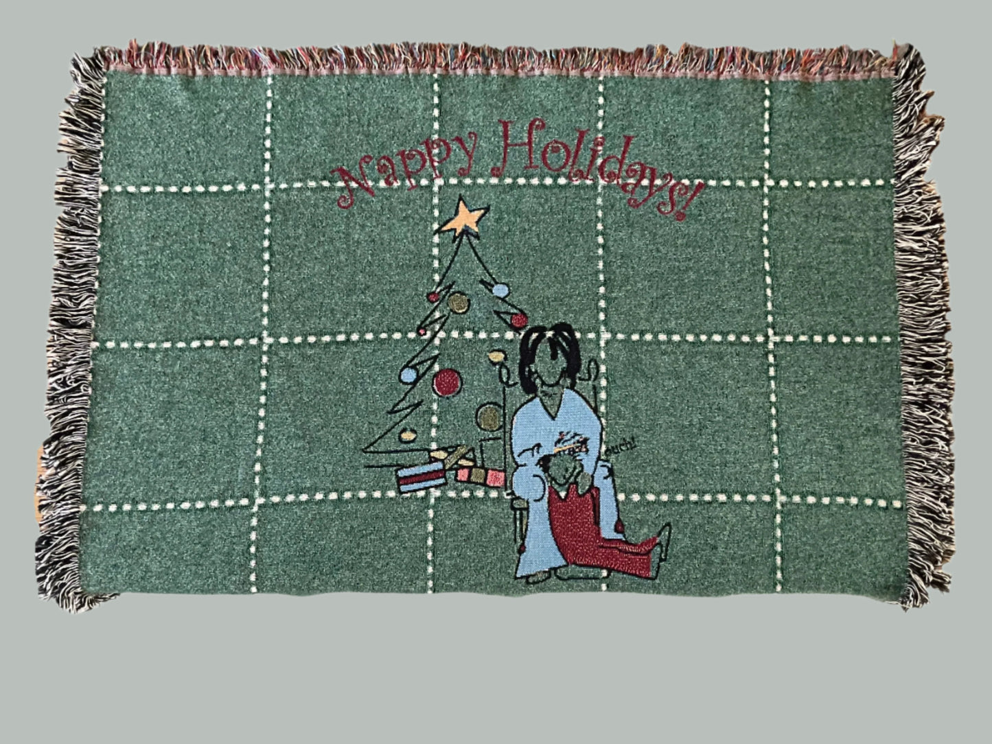 Nappy Holidays Woven Throw Blanket - Knotty or Nice Christmas Nostalgia Scene